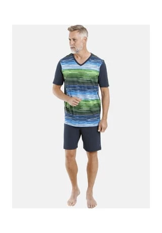 JAN VANDERSTORM Kurzer Schlafanzug AUDUN Dunkelblau – Bild 2