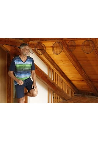 JAN VANDERSTORM Kurzer Schlafanzug AUDUN Dunkelblau – Bild 8