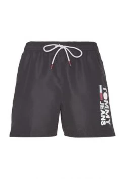 TOMMY HILFIGER Badeshorts, Logo-Print, Tunnelzug, Für Herren BLACK