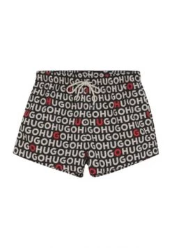 HUGO Badeshorts "Tortuga", Logoprint, Tunnelzug, Für Herren 001 BLACK
