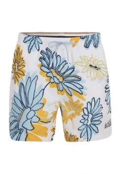 BOSS Badeshorts, Floral, Gummizug, Für Herren 753 OPEN YELLOW