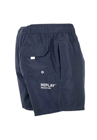 REPLAY Herren Badeshorts - Boxer, Badehose, Recycled P.E.T, Logo Blau – Bild 4