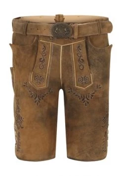 Alpenfeeling Trachtenlederhose "Konrad", Stickerei, Gürtel, Für Herren ZIRBE