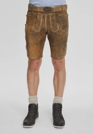 Alpenfeeling Trachtenlederhose "Konrad", Stickerei, Gürtel, Für Herren ZIRBE – Bild 2