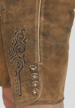 Alpenfeeling Trachtenlederhose "Konrad", Stickerei, Gürtel, Für Herren ZIRBE – Bild 5