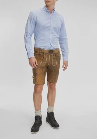Alpenfeeling Trachtenlederhose "Konrad", Stickerei, Gürtel, Für Herren ZIRBE – Bild 6