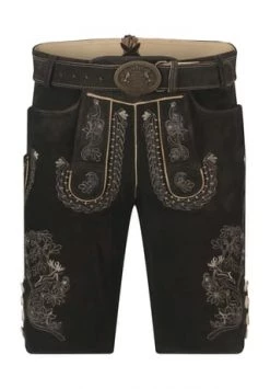 Alpenfeeling Trachtenlederhose "Markus", Stickerei, Gürtel, Für Herren MOOR