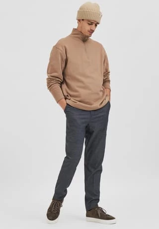 SELECTED Freizeithose, Tapered-Fit, Bundfalte, Für Herren 180591001 DARK GR – Bild 5