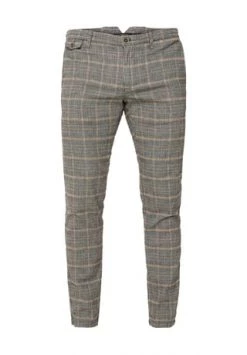 ALBERTO Chinohose, Leinen-Mix, Glencheck, Für Herren Schwarz/ Hellbeige