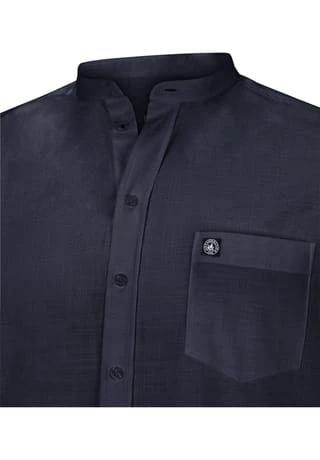 JAN VANDERSTORM Stehkragenhemd KALLU Dunkelblau – Bild 4